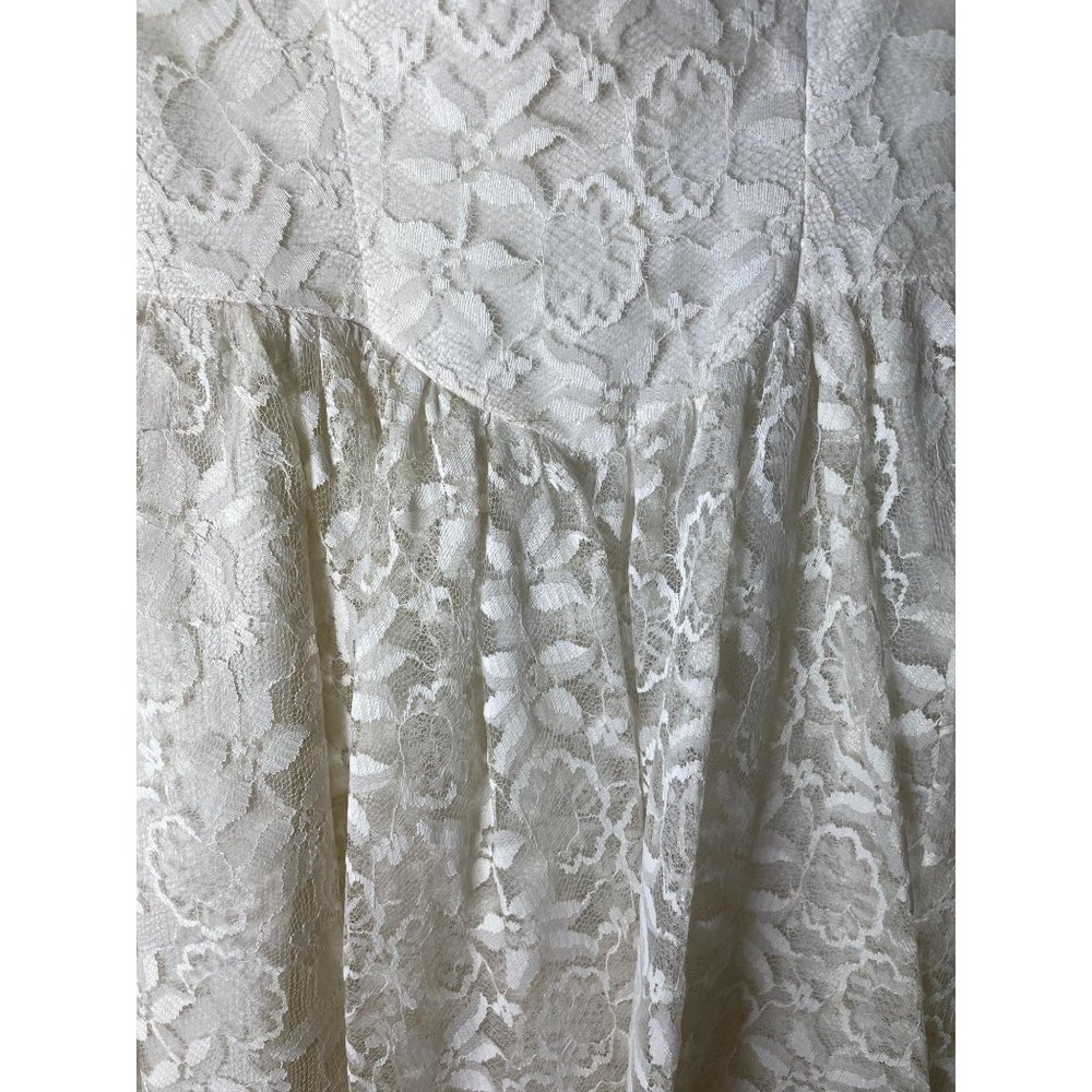 Vintage 1950s lace wedding dress ivory tea length - Picture 4 of 12